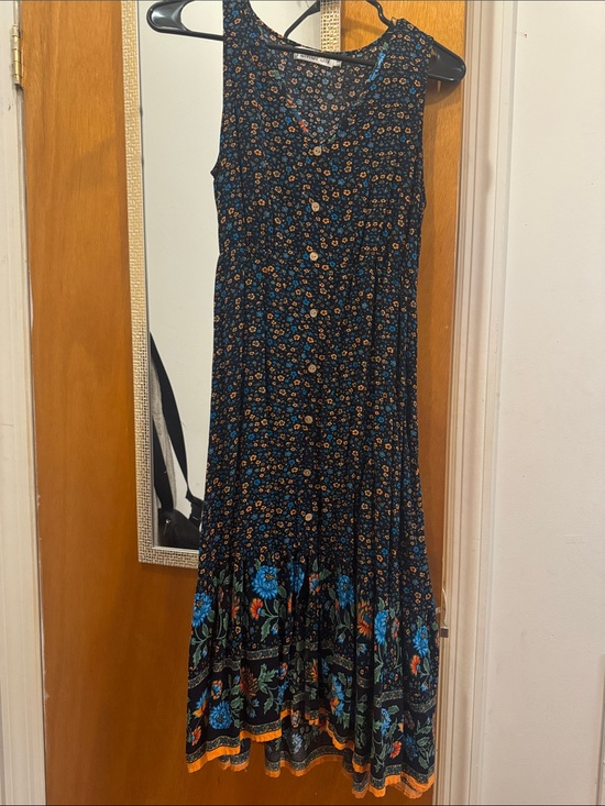 Temofon Dresses & Skirts - Temofon Size S Black and Blue Floral Sleeveless Maxi Dress